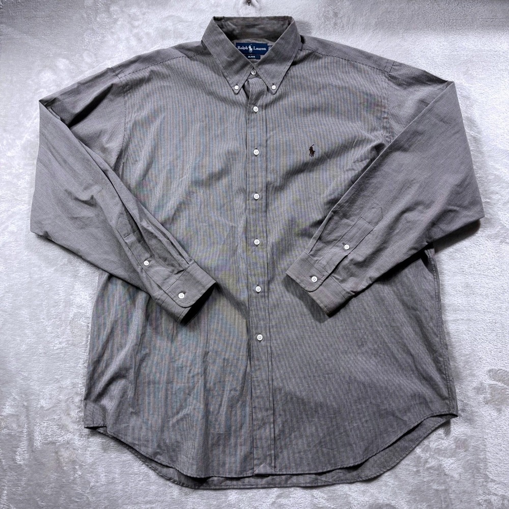 Polo Ralph Lauren Blake Shirt Mens XL Black Micro Check Cotton Button Down LS
